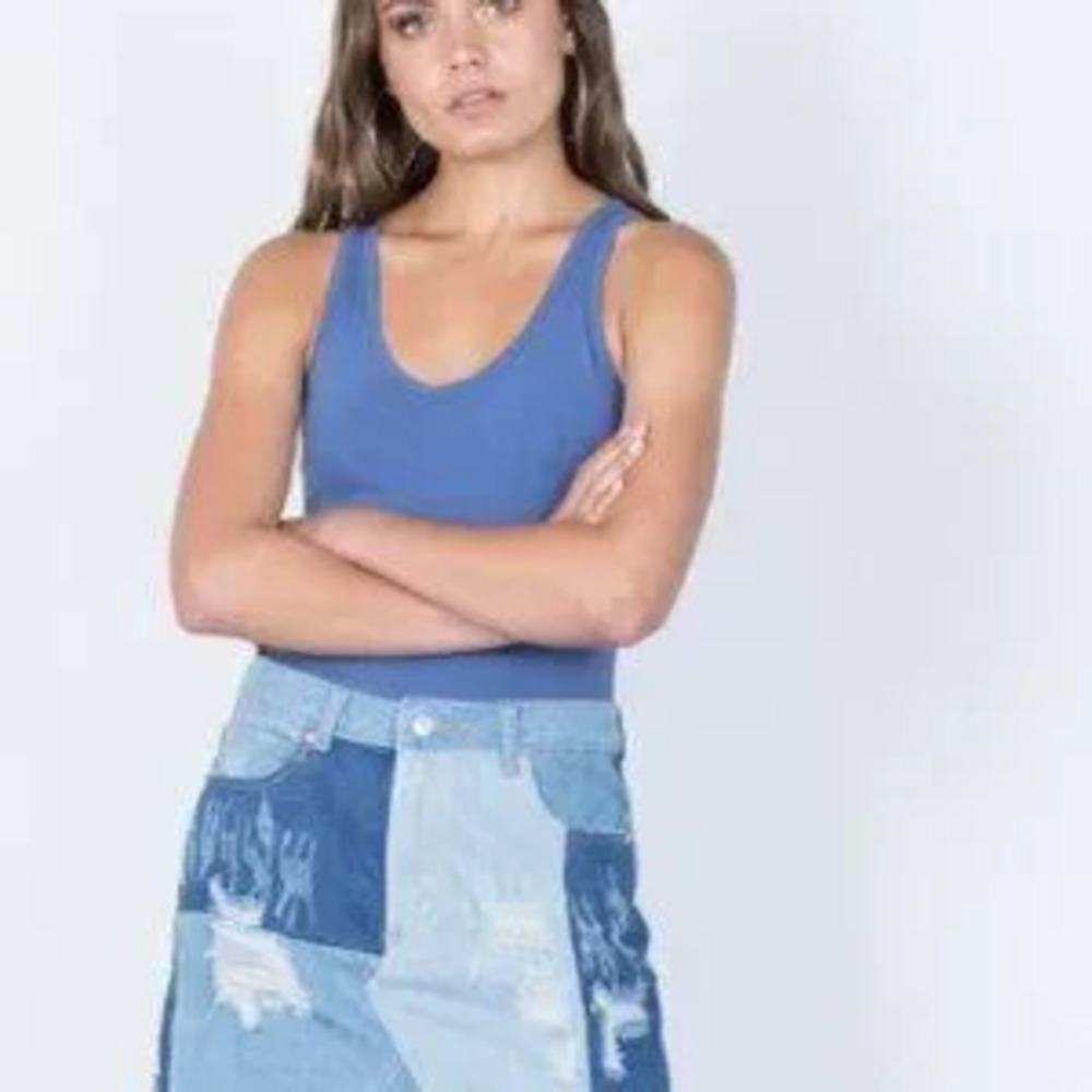 ZARA Racerback Blue solid Bodysuit